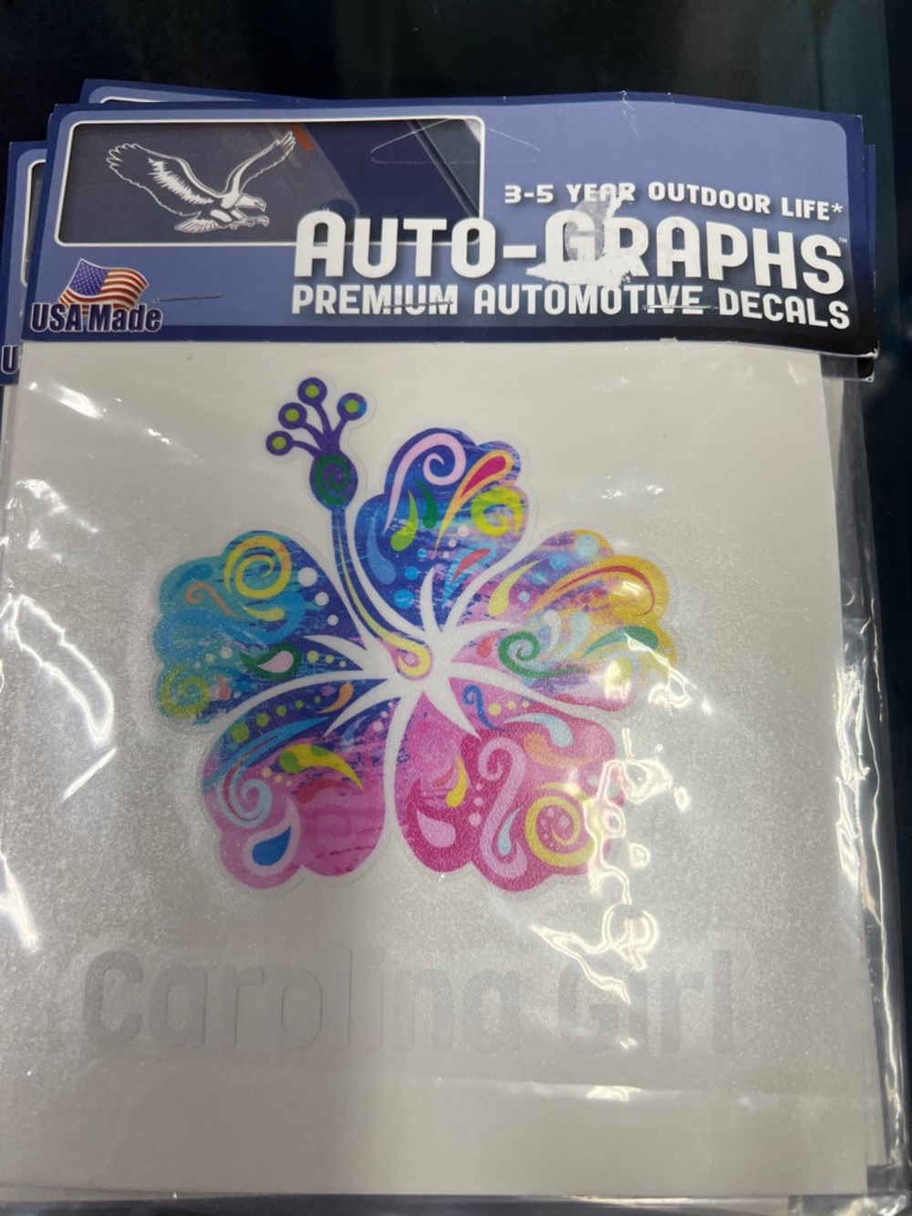 Autograph Carolina Girl Multicolor Hibiscus Automotive Decal